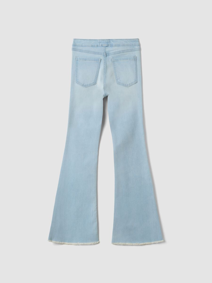 Jeggings azzurri flare in cotone e viscosa elasticizzata per ragazza_2