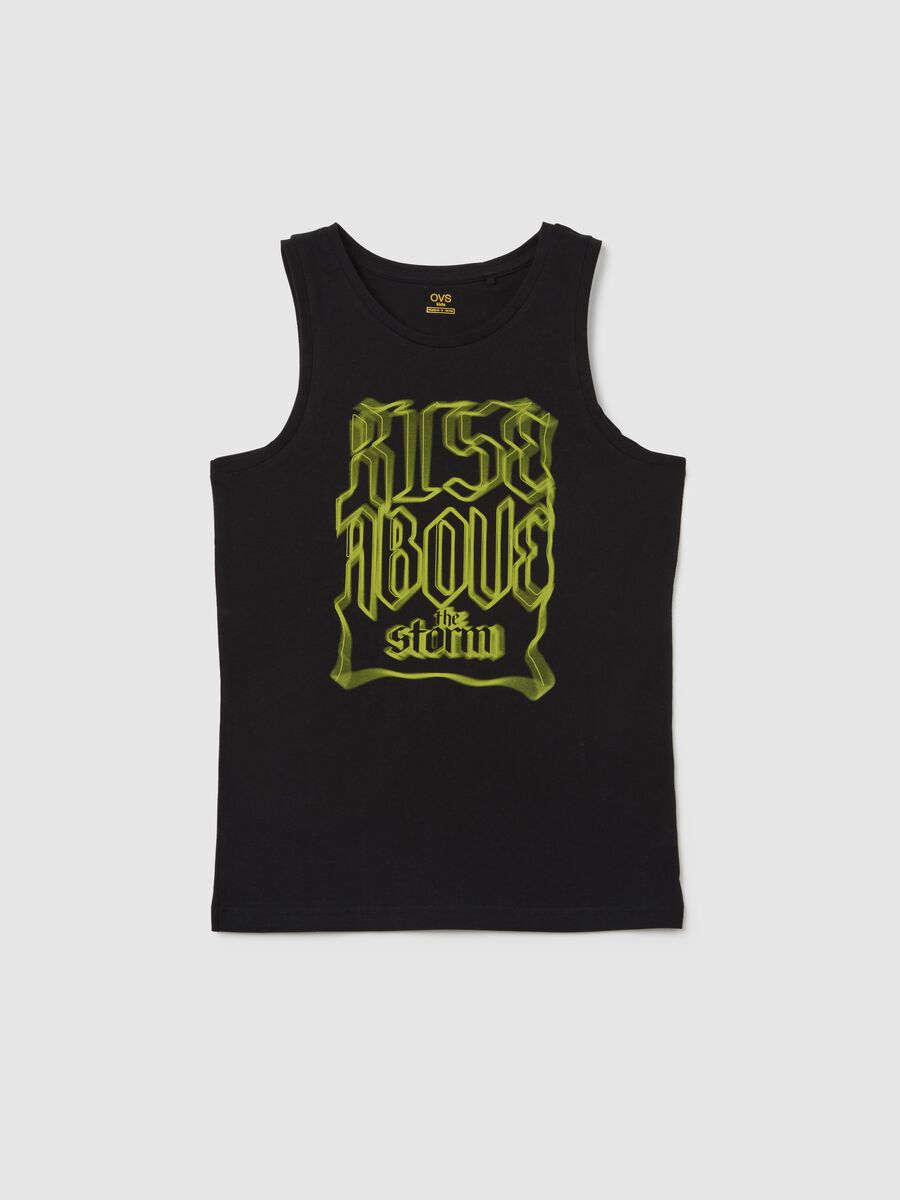 Black Tank Top with 'Rise Above the Storm' Print OVS Kids_0