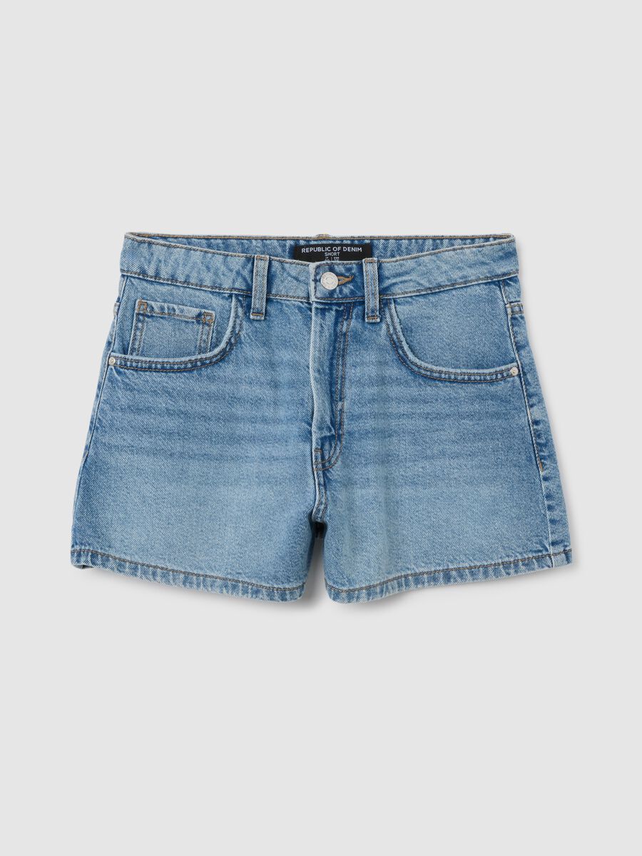 Shorts da donna in puro cotone denim regular fit_4