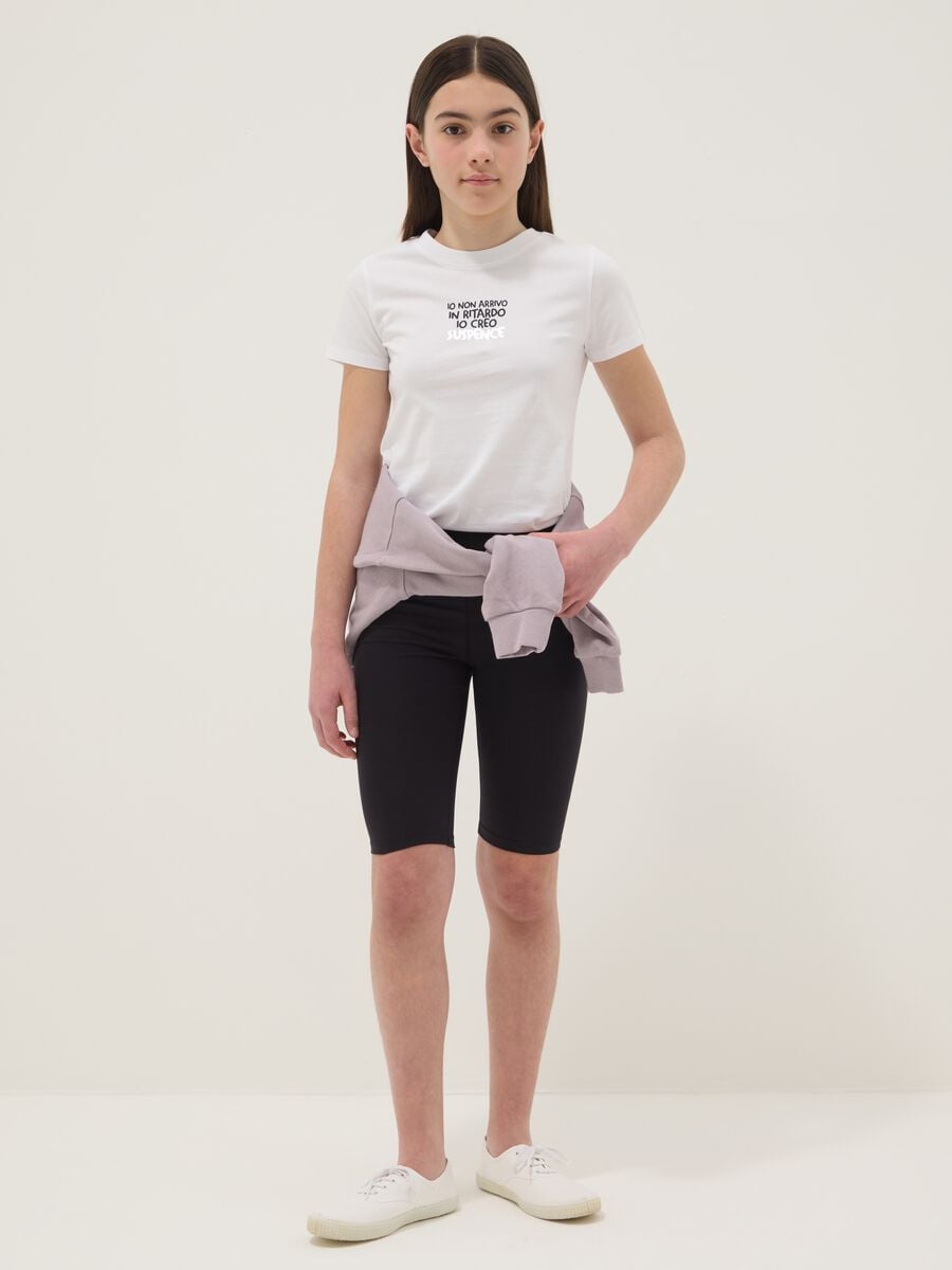 Girls&rsquo; black skinny cycling shorts in stretch cotton_0