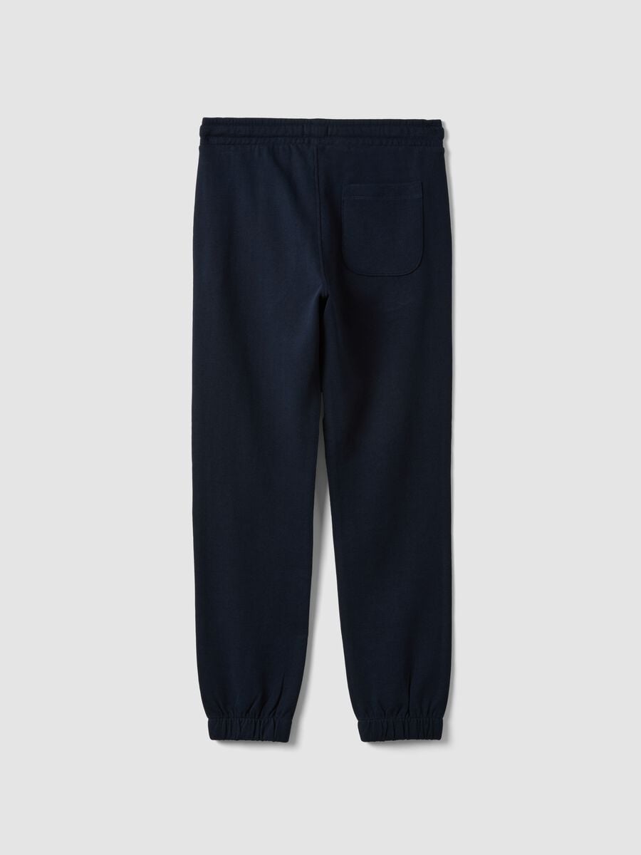 Navy organic cotton joggers with drawstring for boys_2