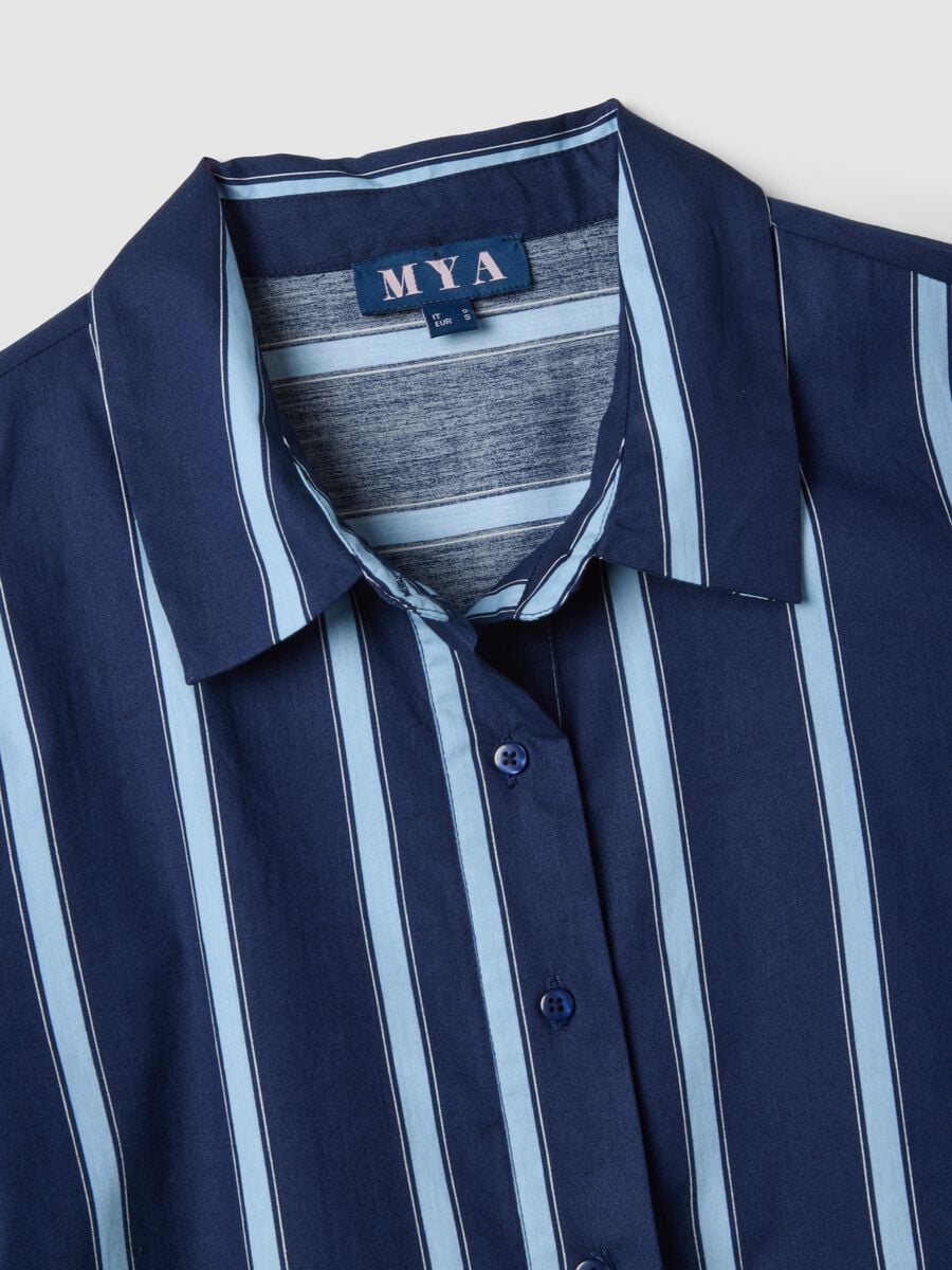Blue striped pure cotton shirt dress_5