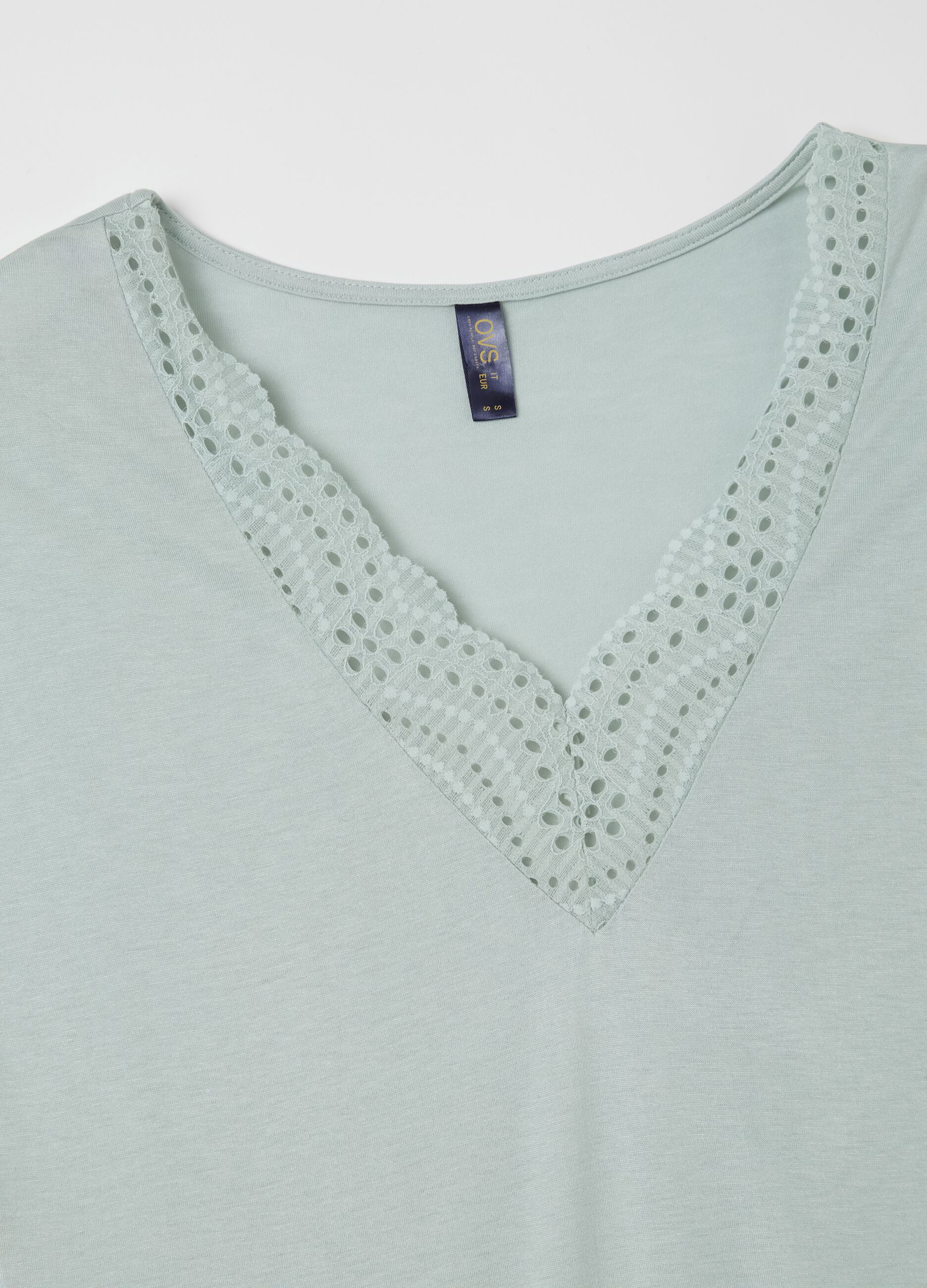 Green nightdress with broderie anglaise insert