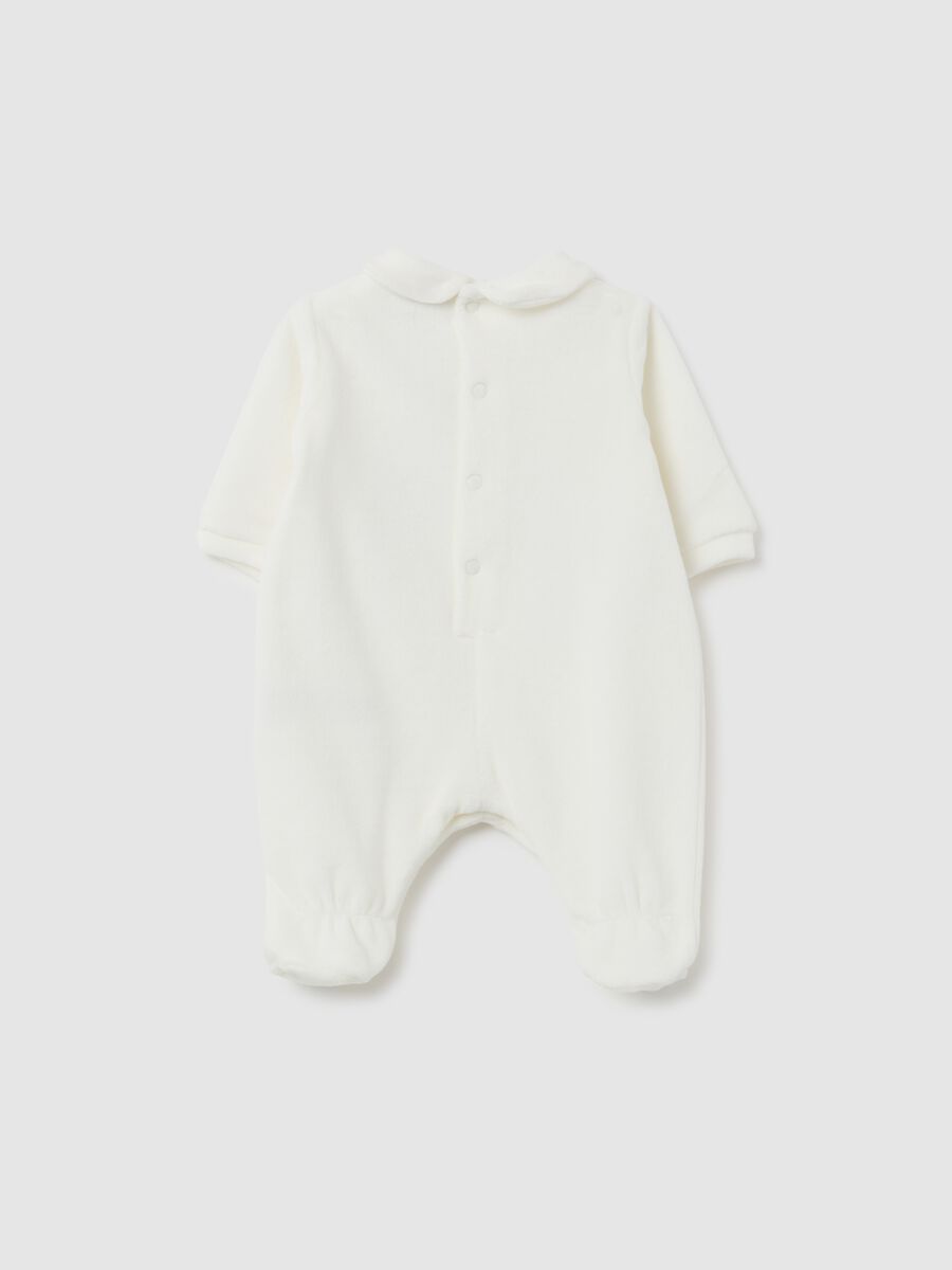 Tutina da neonato in misto cotone bianca_1