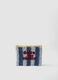 Multicolour clutch in pure woven paper fabric with slogan_0