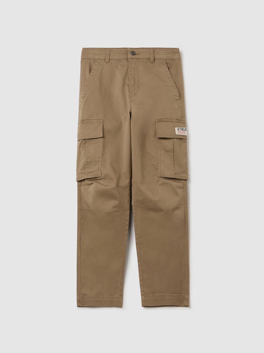 Pantaloni cargo in cotone stretch _0