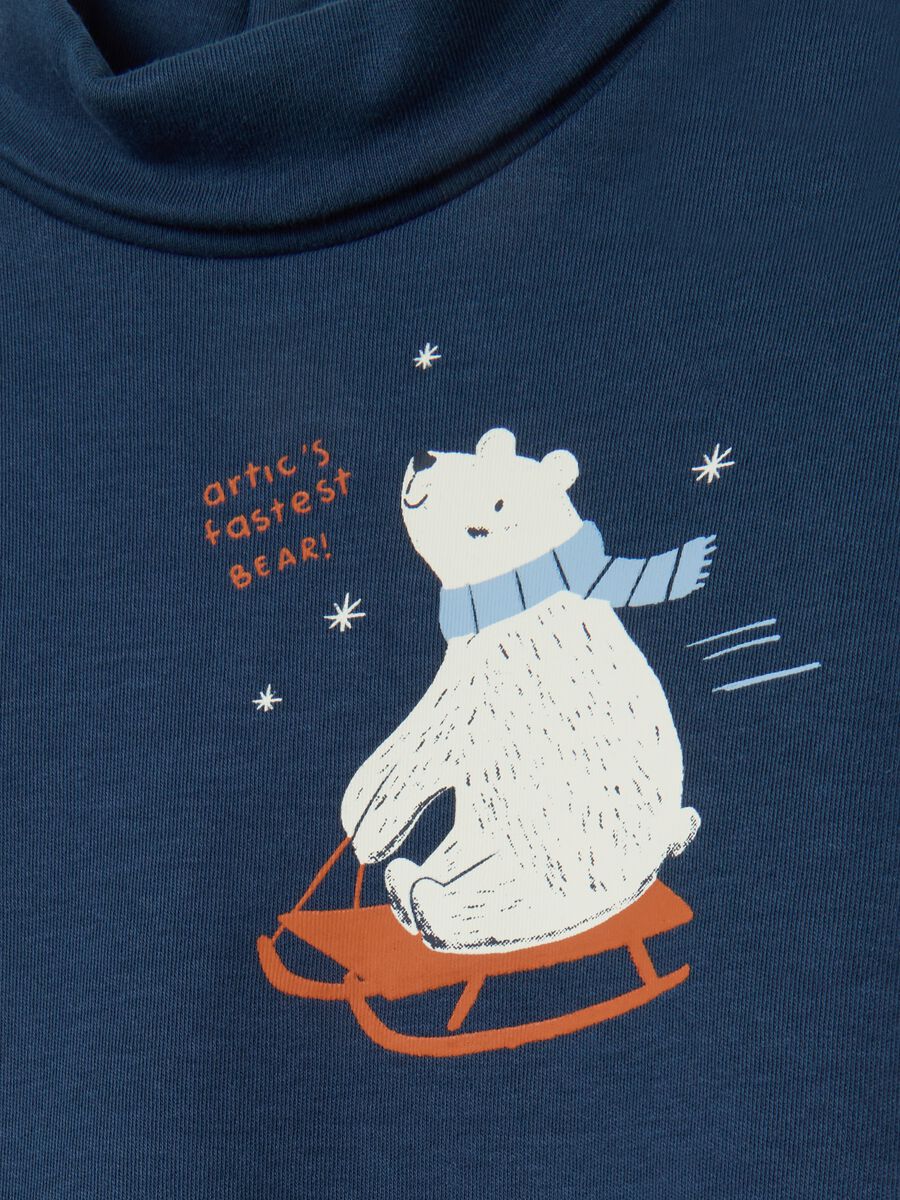 Maglia blu da bimbo con stampa in misto cotone regular fit_2