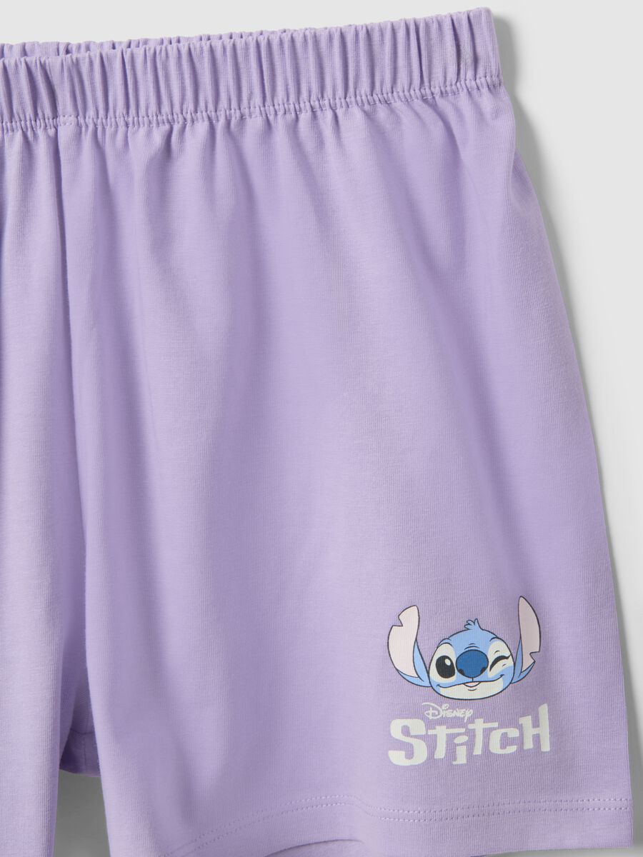 Pigiama corto in puro cotone multicolor da ragazza con Stitch_3