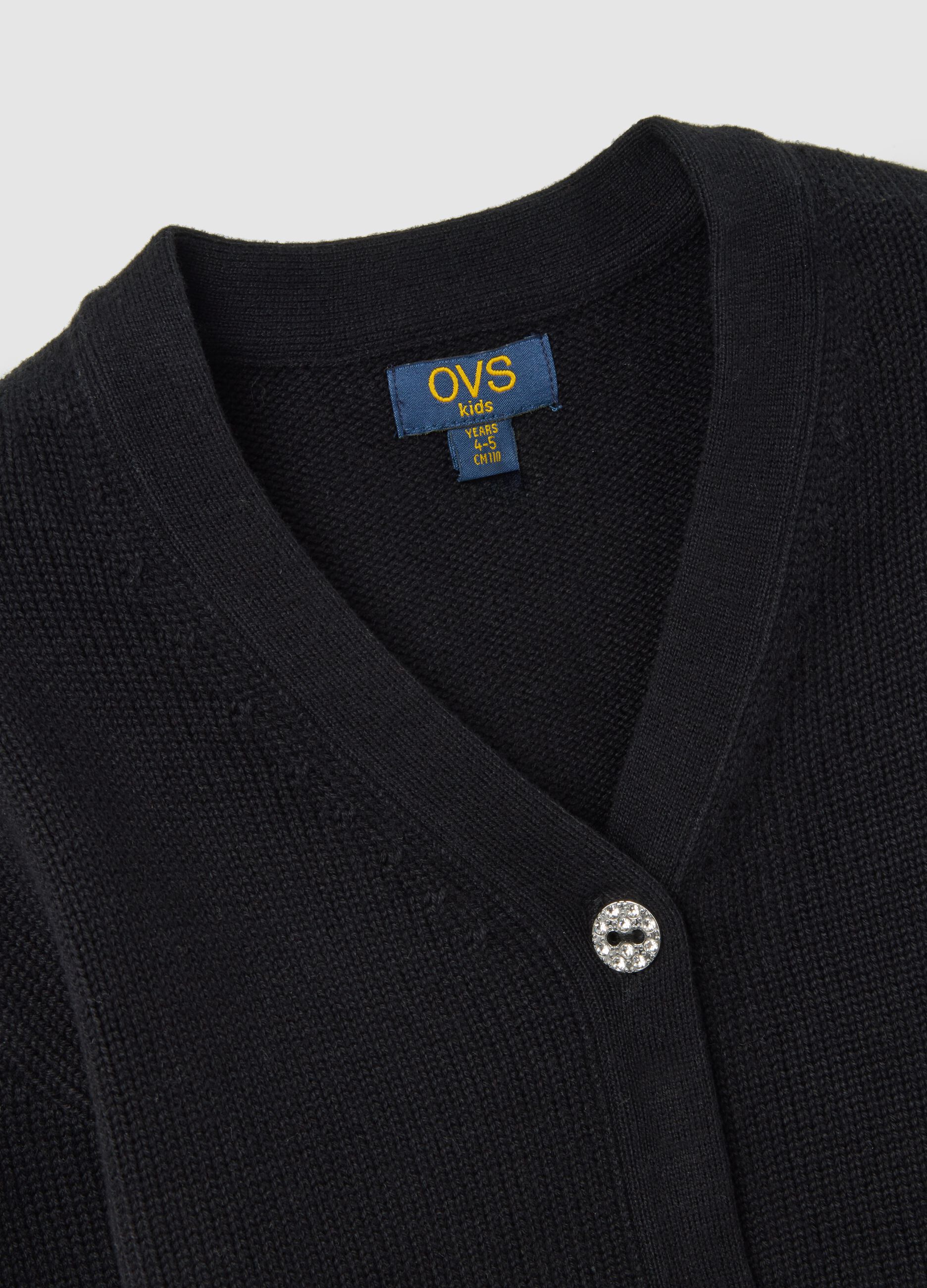 Girls' black cotton blend cardigan