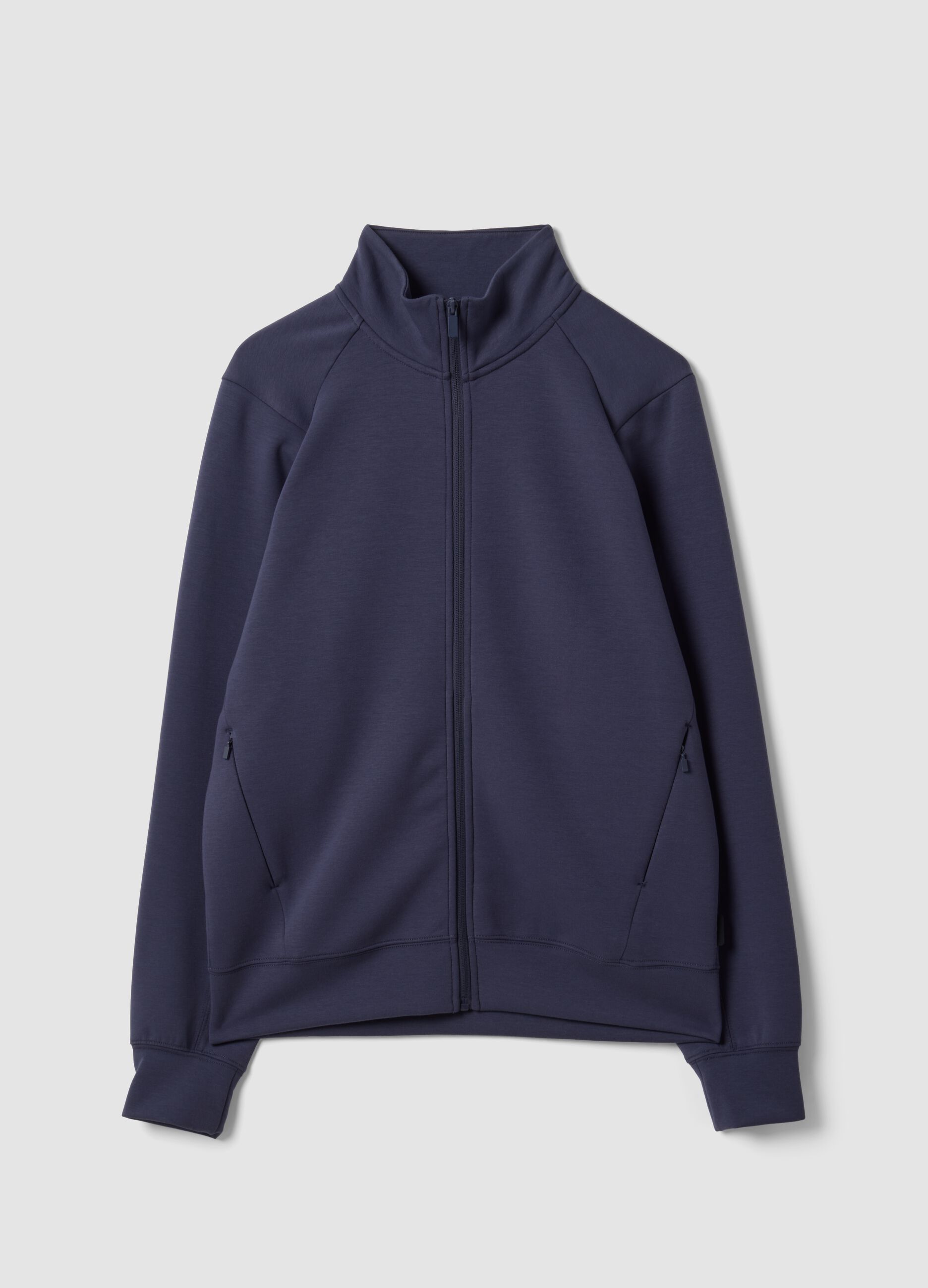 Full-zip blu con colletto in tessuto elasticizzato Easy Dry regular fit