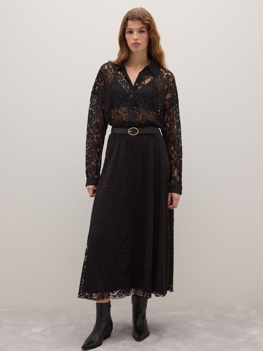 Long Black Skirt in Sheer Lace_1