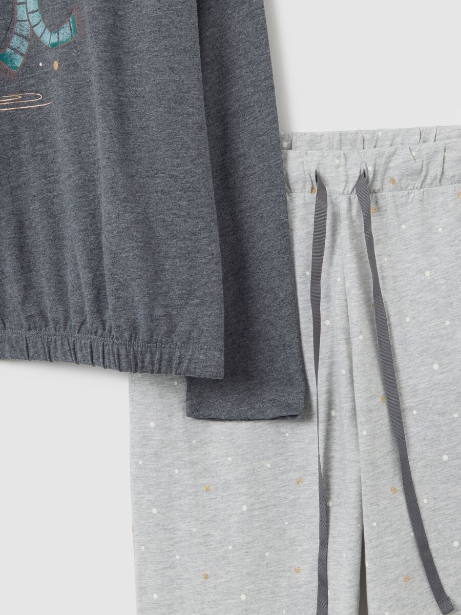 Grey Christmas pyjama in regular fit cotton blend with print_5