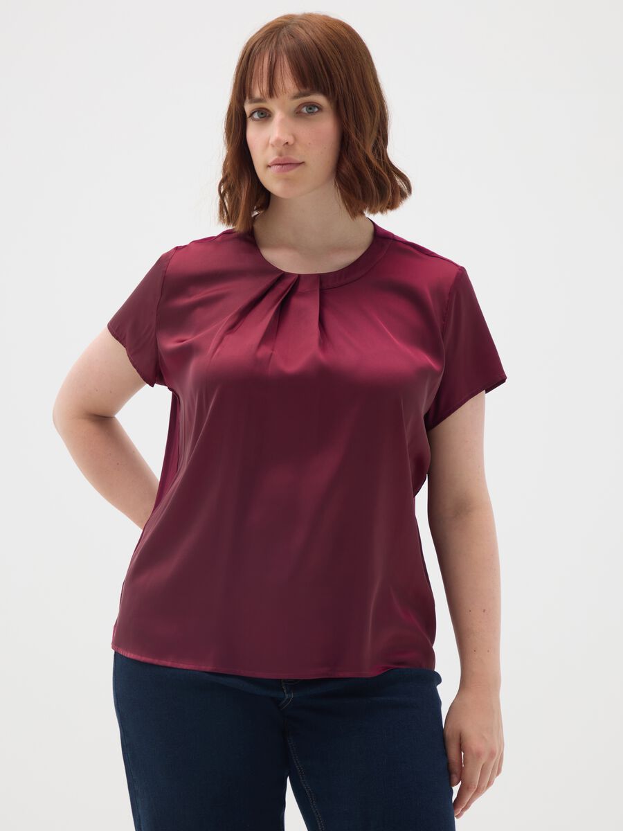 Red mixed regular fit top_0