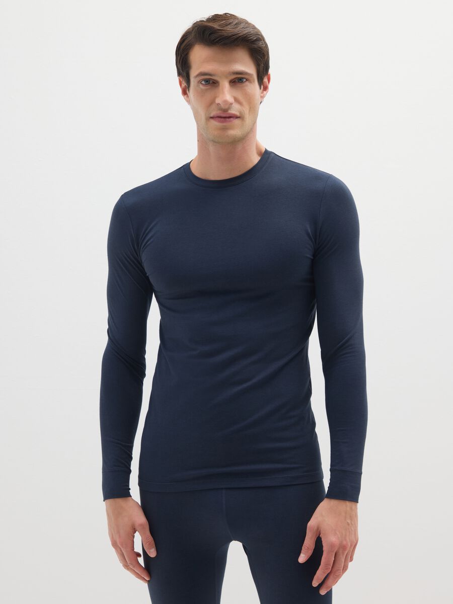Blue Long-Sleeve Regular Fit T-Shirt_0