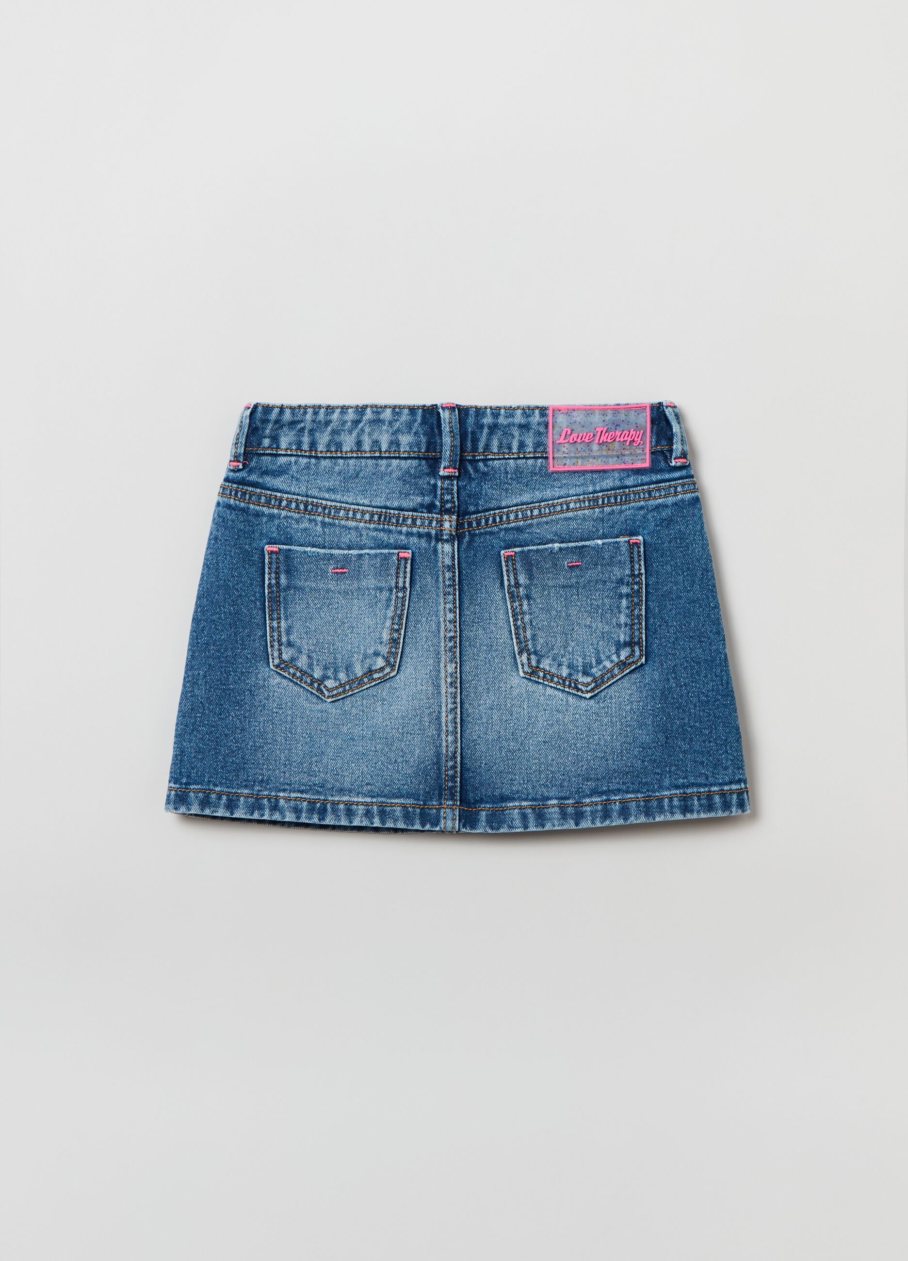 Minigonna in denim con patch_1