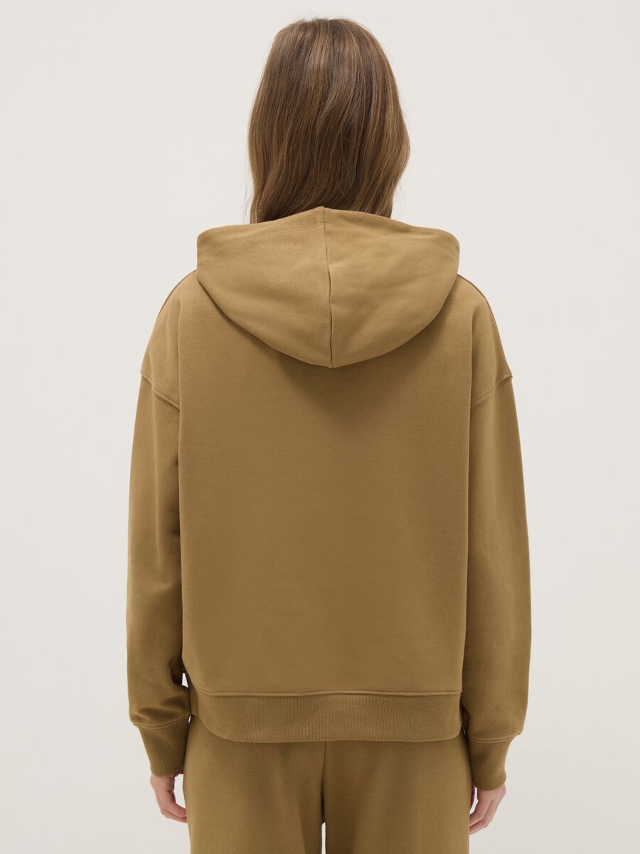 Felpa in misto cotone beige regular fit con cappuccio_2