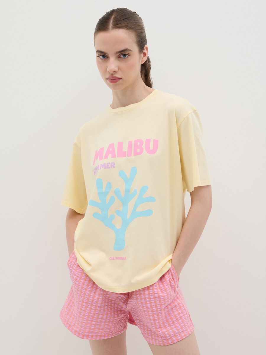 Women's yellow pure cotton T-shirt, relaxed fit_0