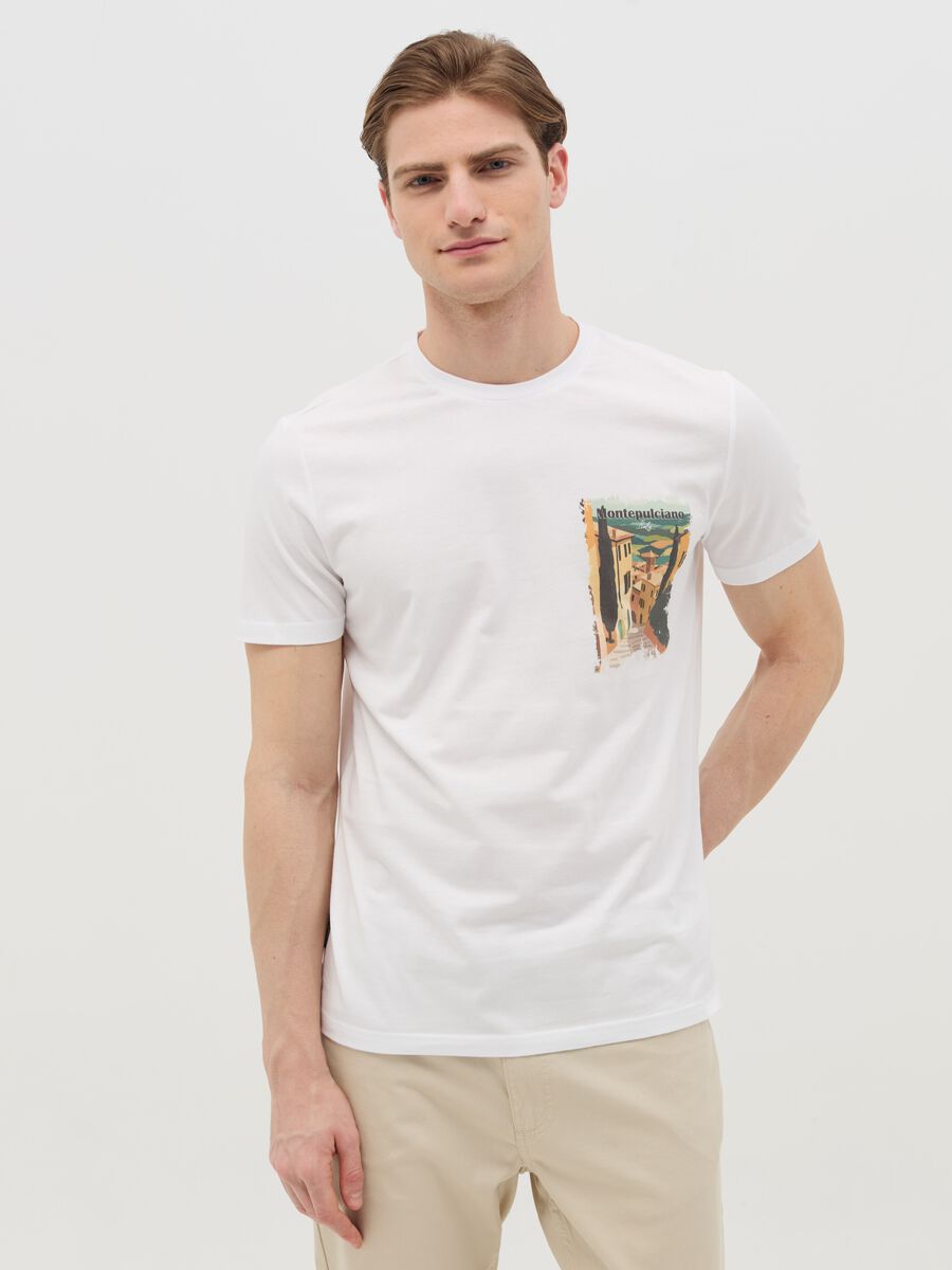 Cotton T-shirt with "Montepulciano Italy" print_0