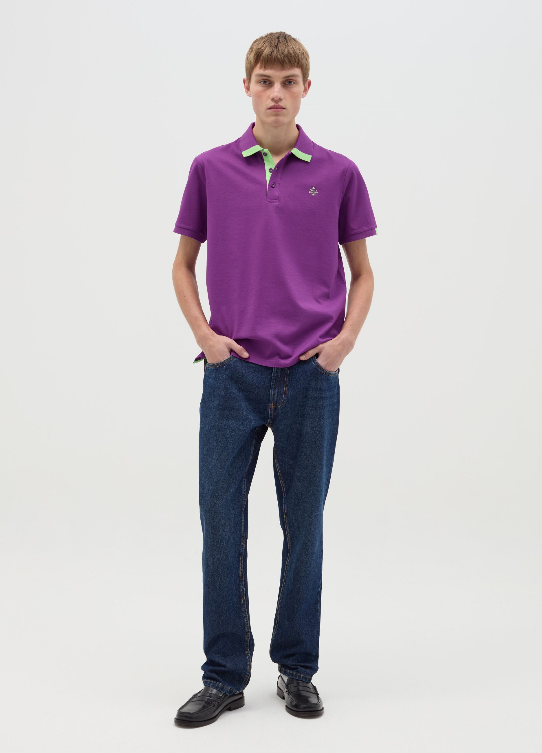 Polo shirt with contrasting detail and logo embroidery
