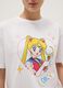 White pure cotton regular fit T-shirt with Sailor Moon print_3
