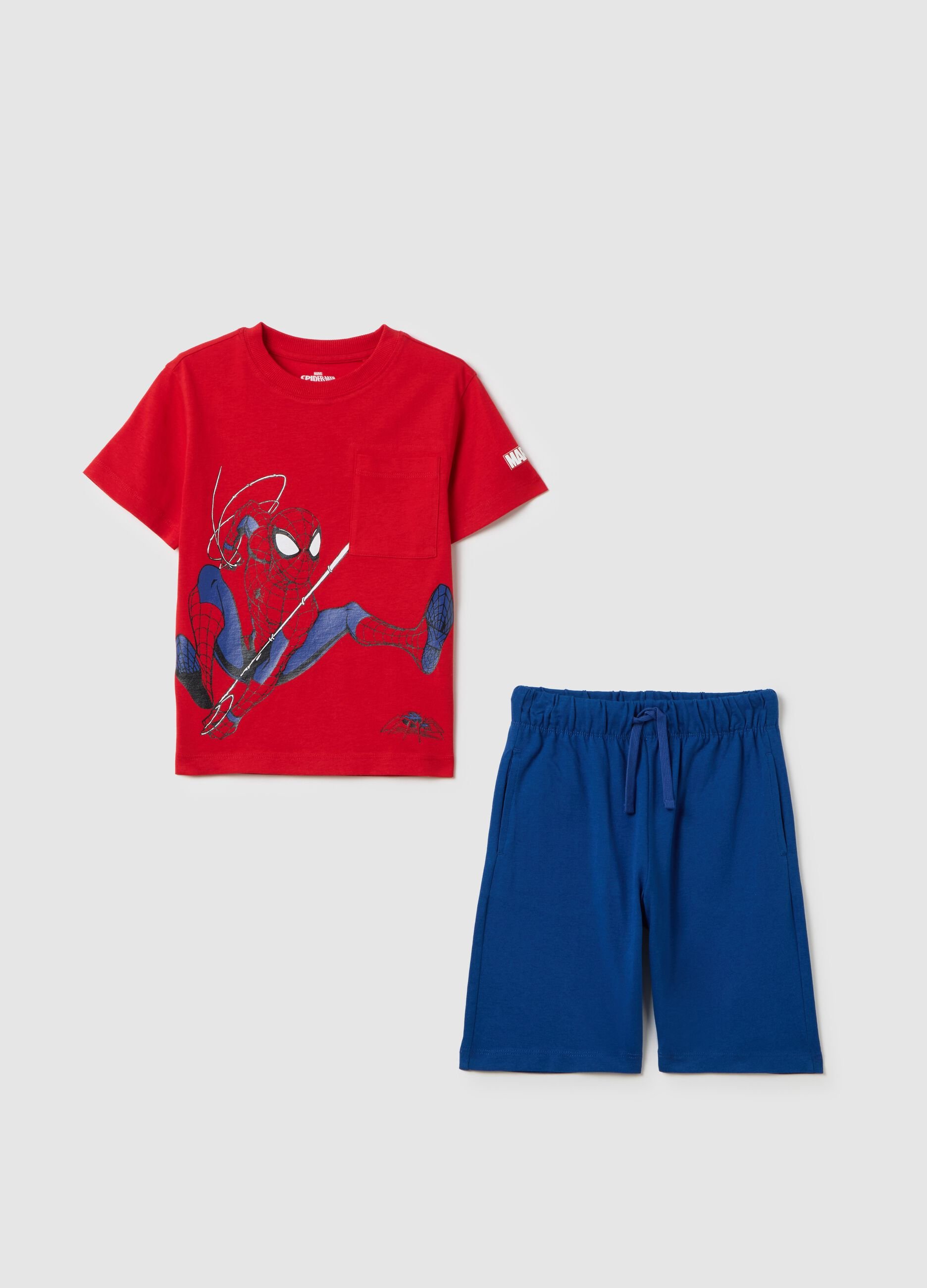 Children's jogging set in pure red and blue cotton regular fit