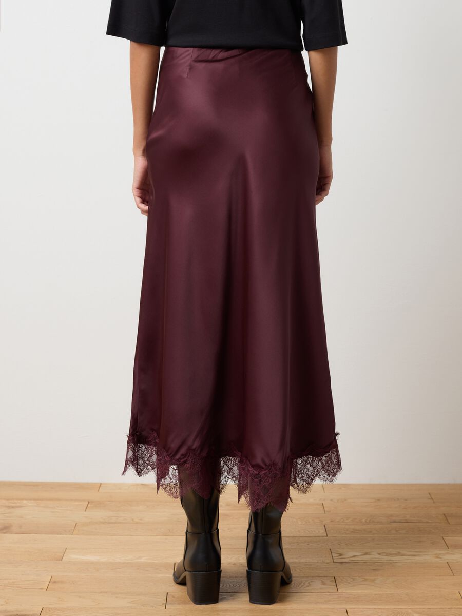 Brown regular fit satin blend skirt_2