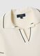 White viscose blend slim fit polo with contrast stitching_5
