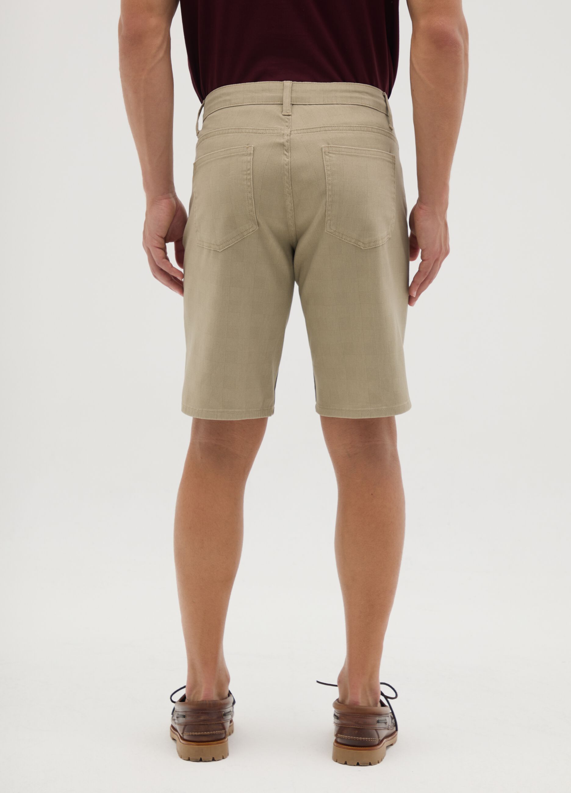 Men's Stretch Cotton Beige Shorts