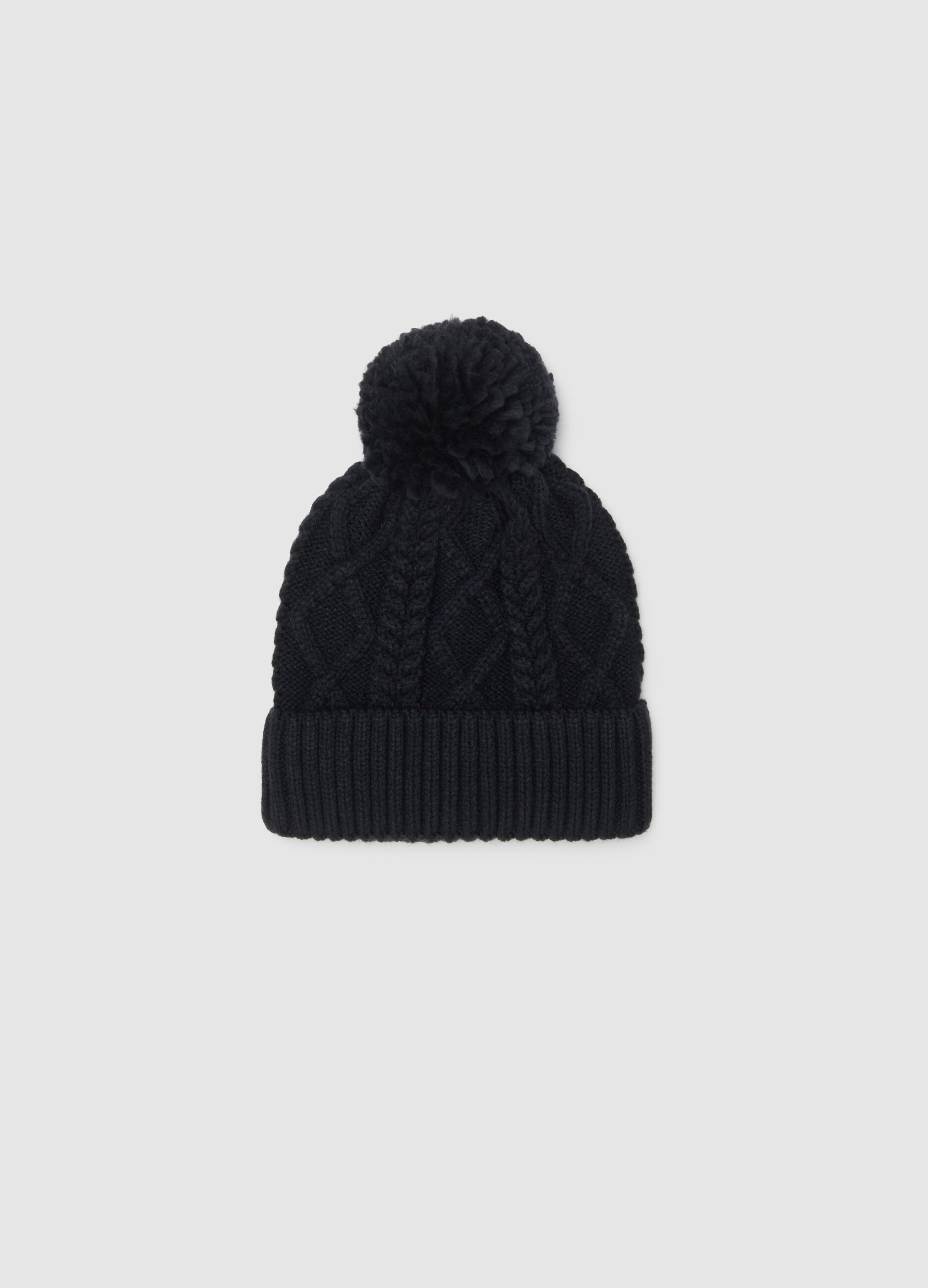 Black children's hat with pompom