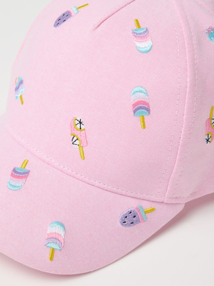 Pink baseball cap with colourful designs_2
