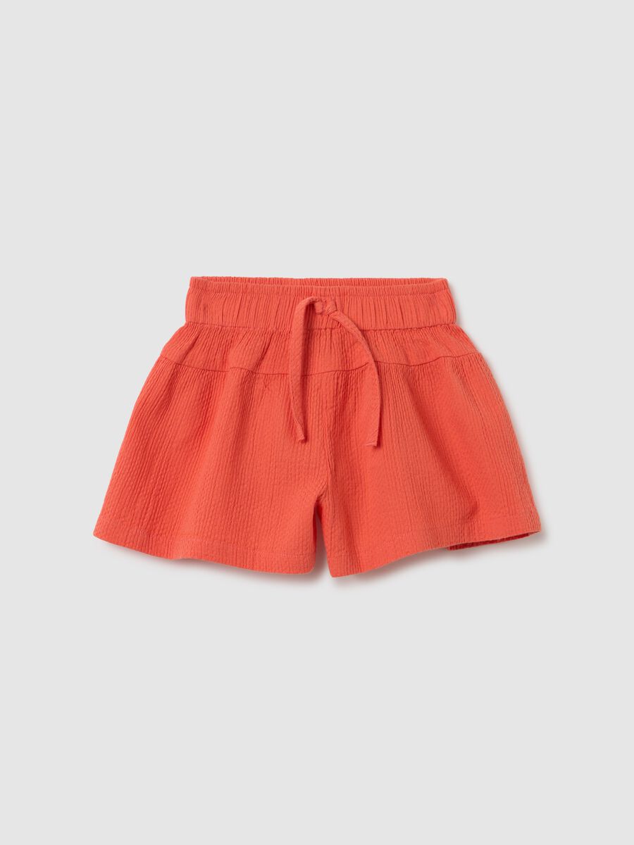 Orange regular fit baby girl shorts in pure cotton_0