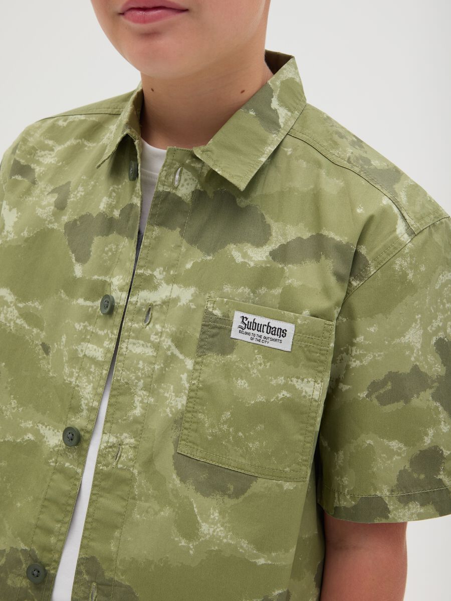 Short-sleeved green shirt in cotton_1