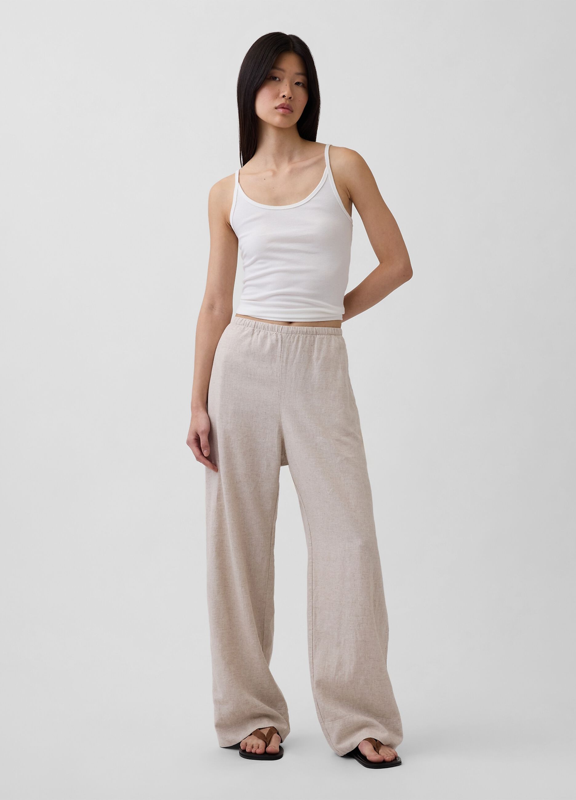 Linen-blend trousers