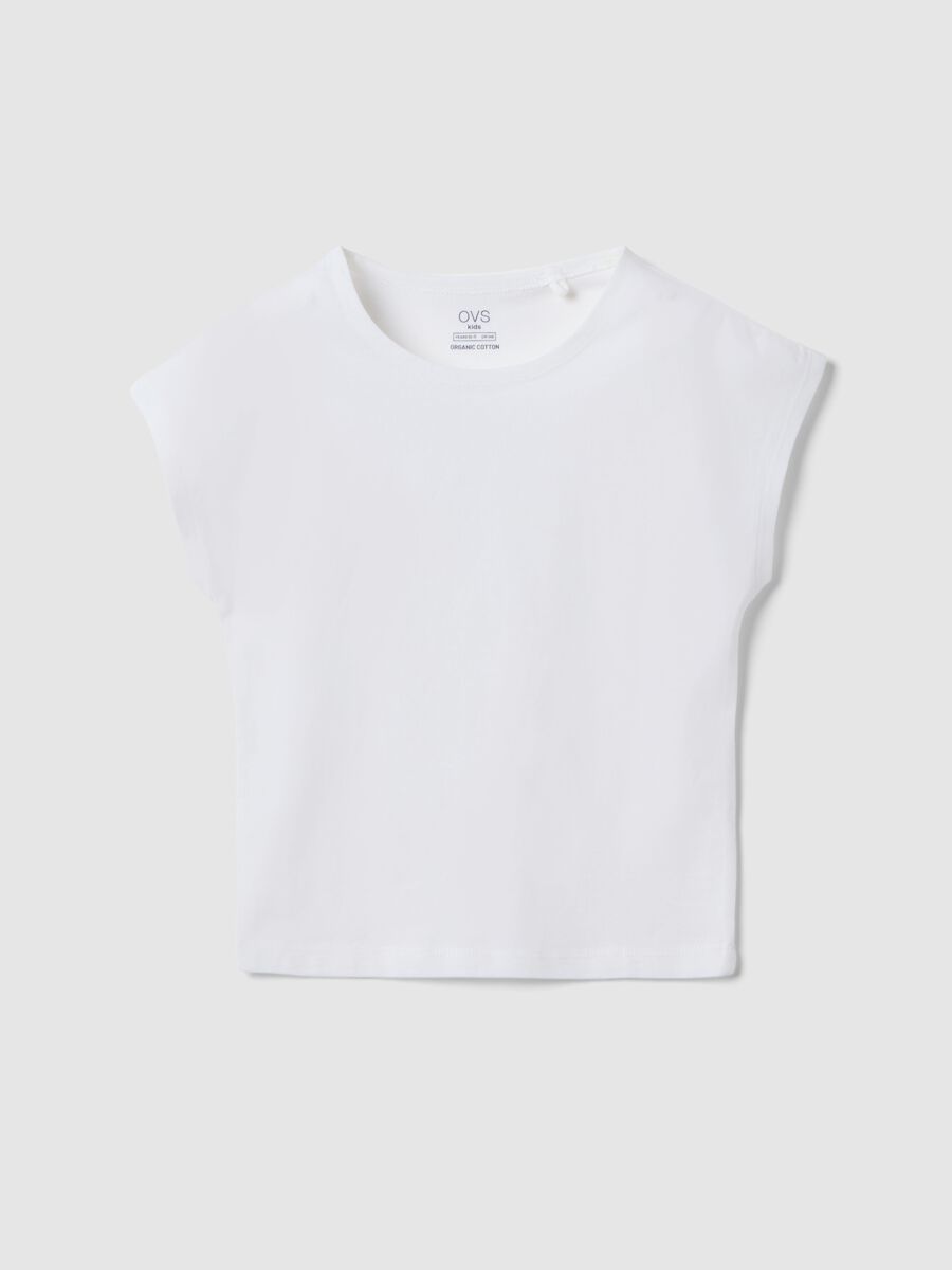 Girls' White Stretch Cotton Slim Fit T-shirt_3