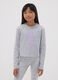 T-shirt crop grigia in puro cotone organico con collo a costine per ragazza_1