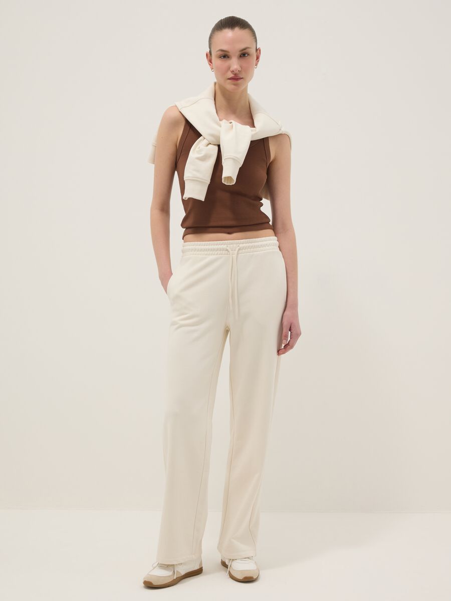 Brown fitted stretch-cotton vest top_2