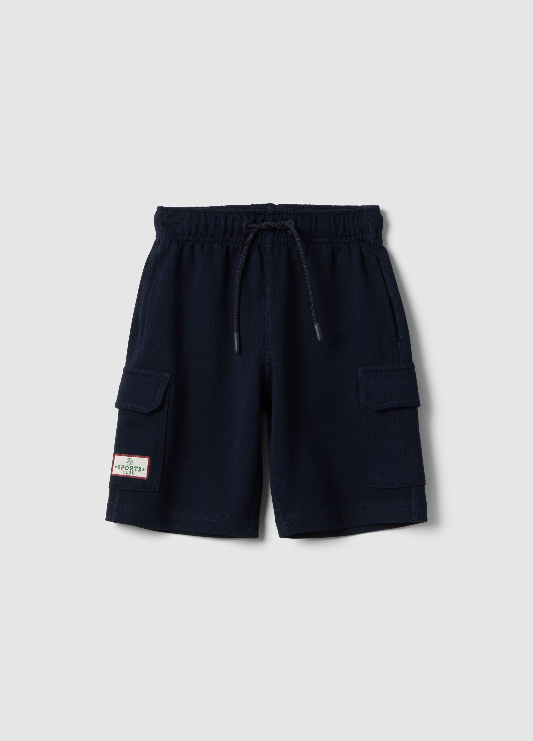 Boys&rsquo; blue 100% cotton regular-fit shorts with elasticated waistband