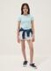 Girls&rsquo; white denim cargo shorts in stretch cotton, slim fit_0