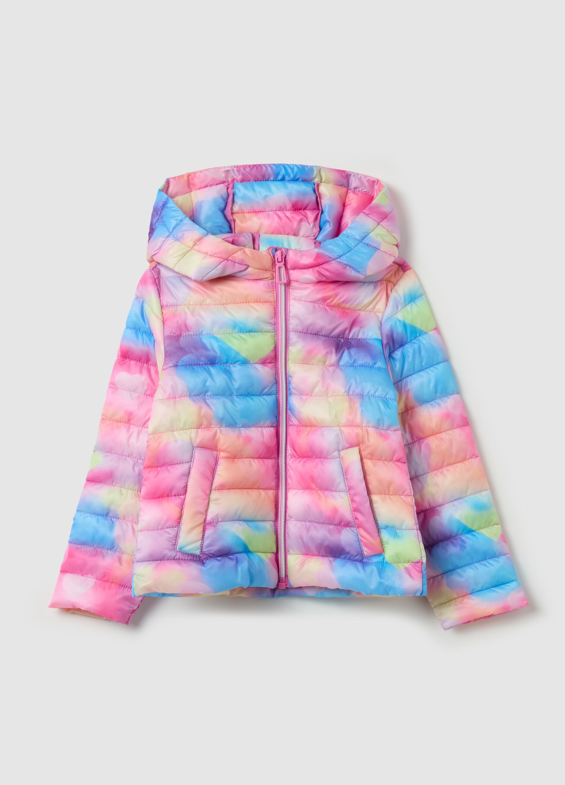 Ultralight down jacket in tie-dye pattern