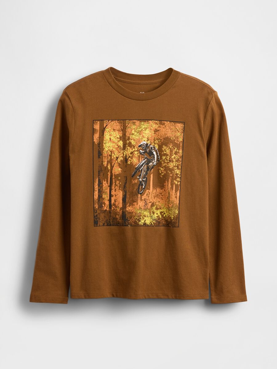 Brown long sleeve cotton t-shirt for boys_0