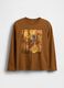 Brown long sleeve cotton t-shirt for boys_0