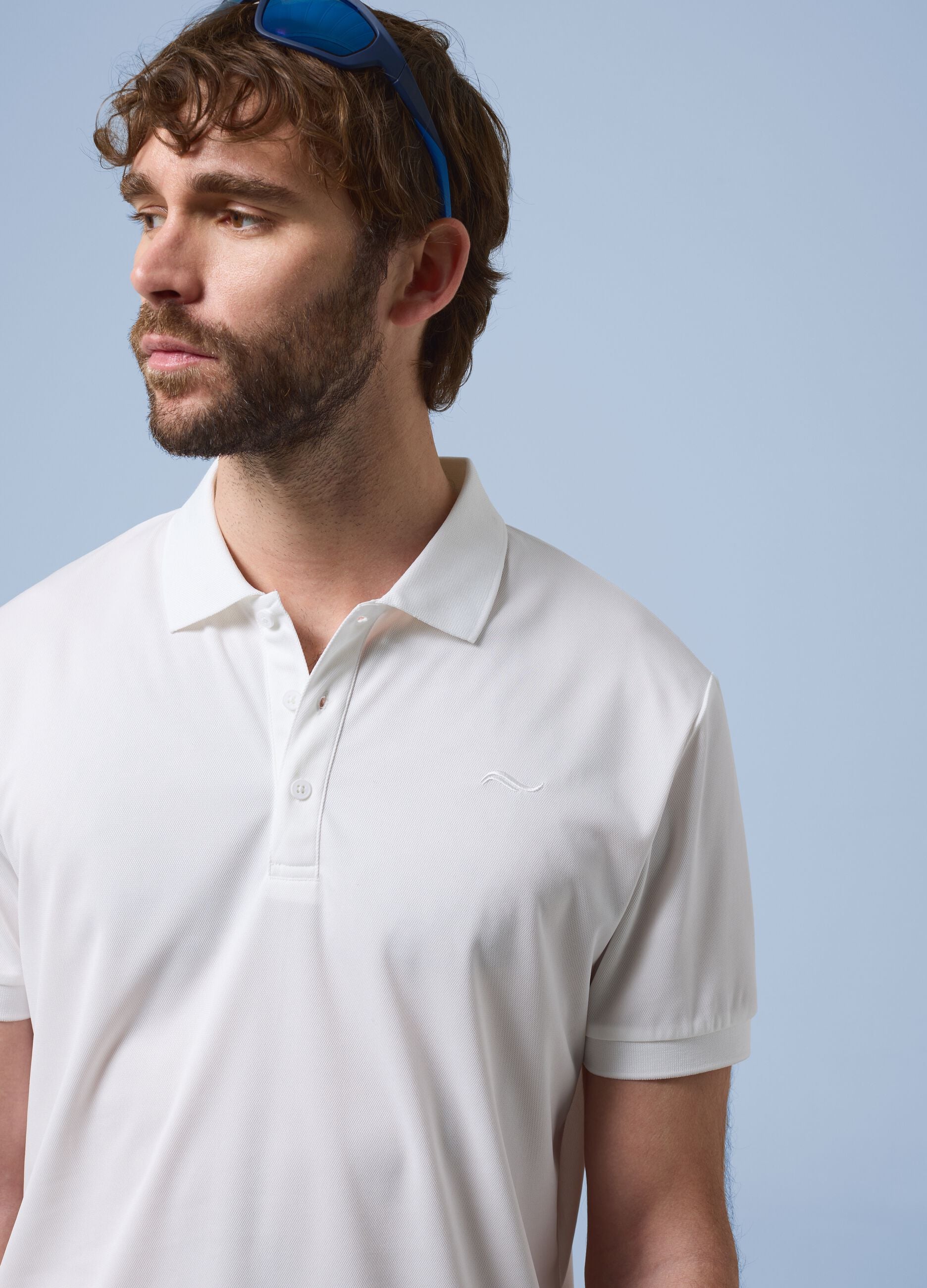 White ALTAVIA SAILING polo shirt with breathable classic collar