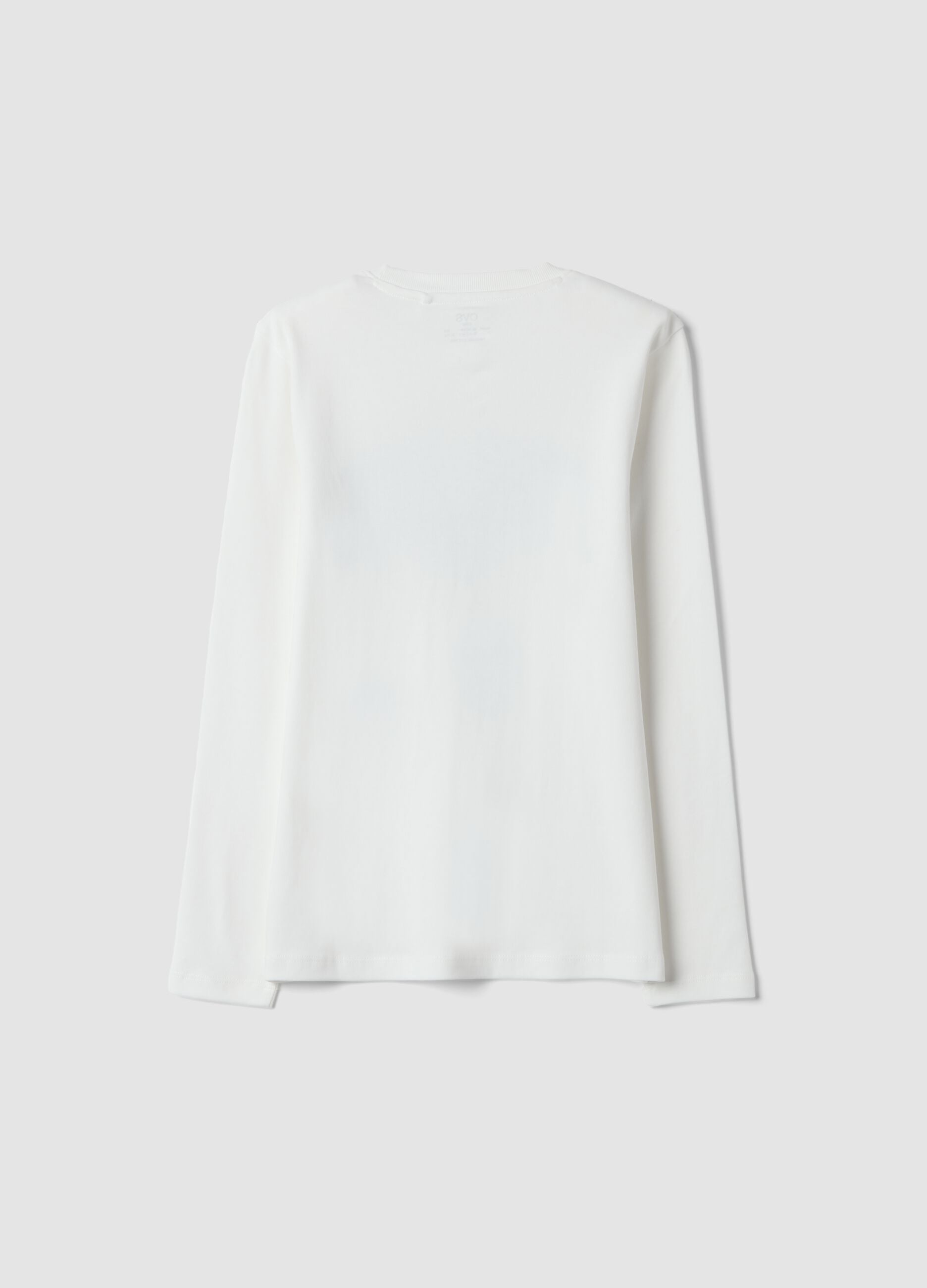 White long-sleeve organic cotton crew-neck T-shirt