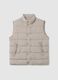 Beige Quilted Waistcoat with Zip_4