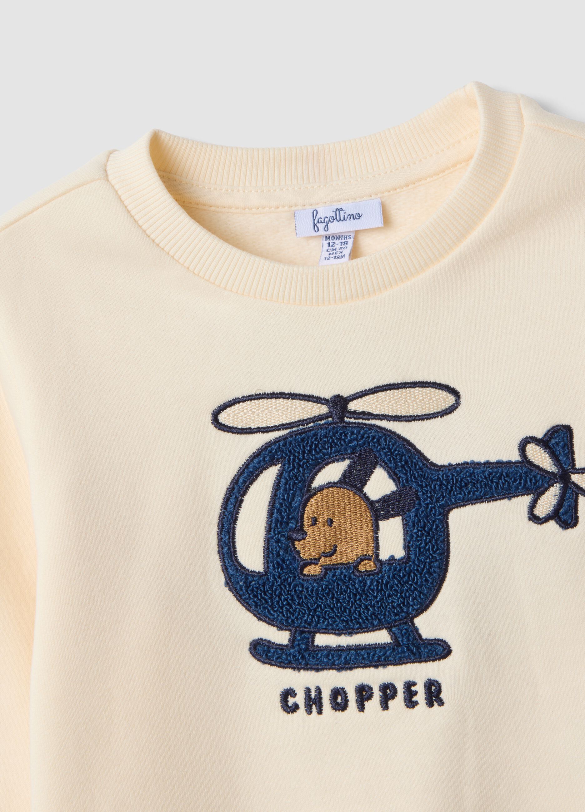 Completo jogging beige in puro cotone con girocollo regular fit