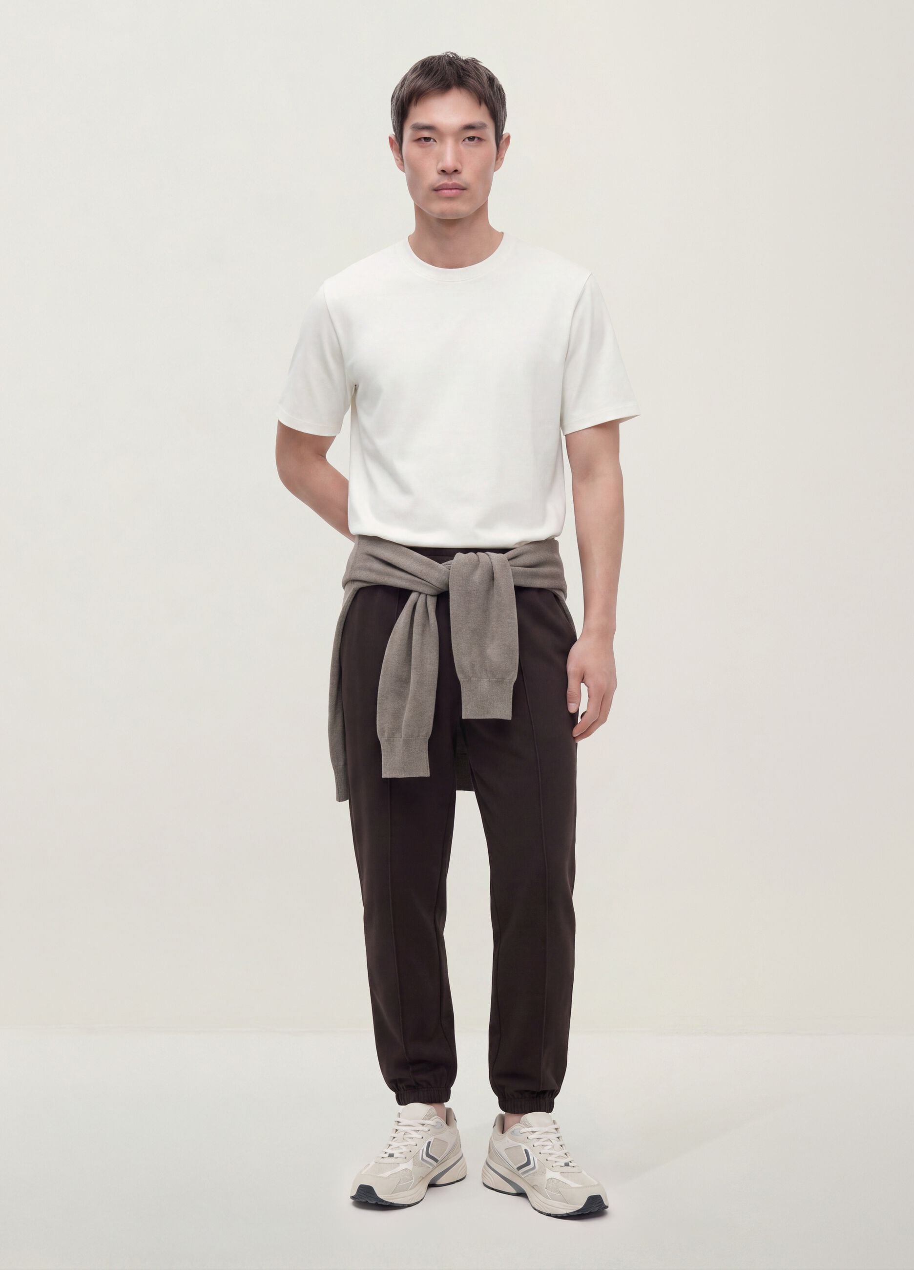 Brown relaxed-fit stretch joggers