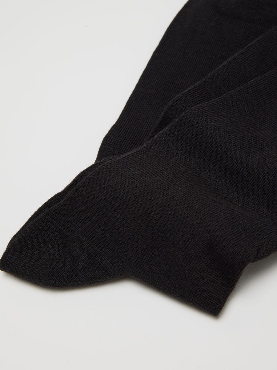 Black Cotton Stretch Socks Twin Pack_2