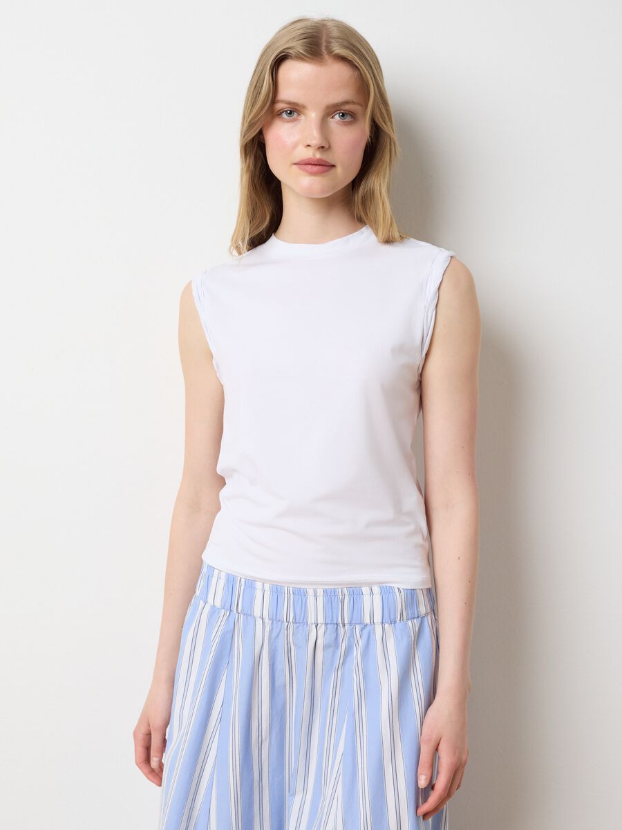 White camisole in modal and stretch cotton_1