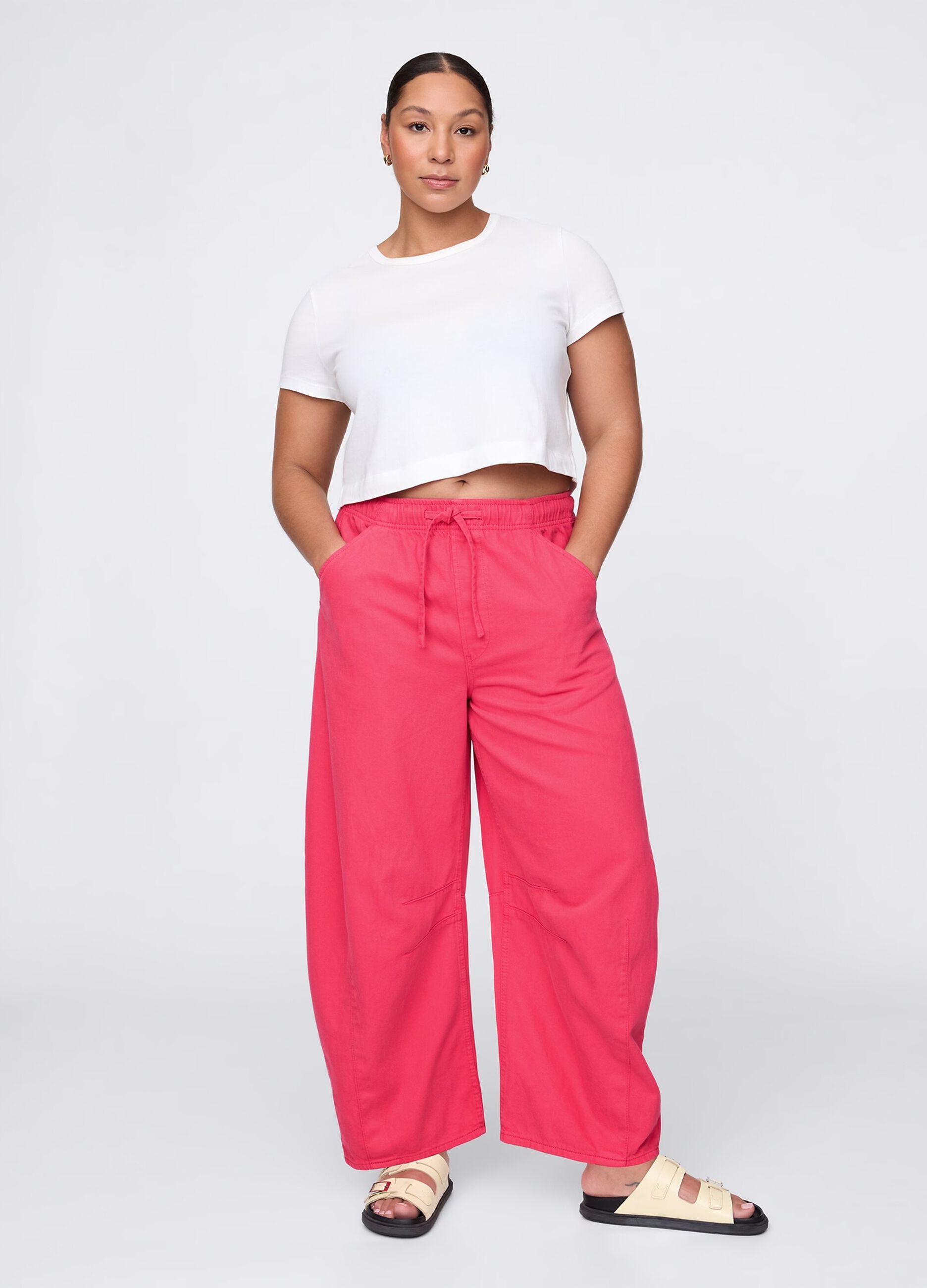 Pink Lyocell and cotton trousers