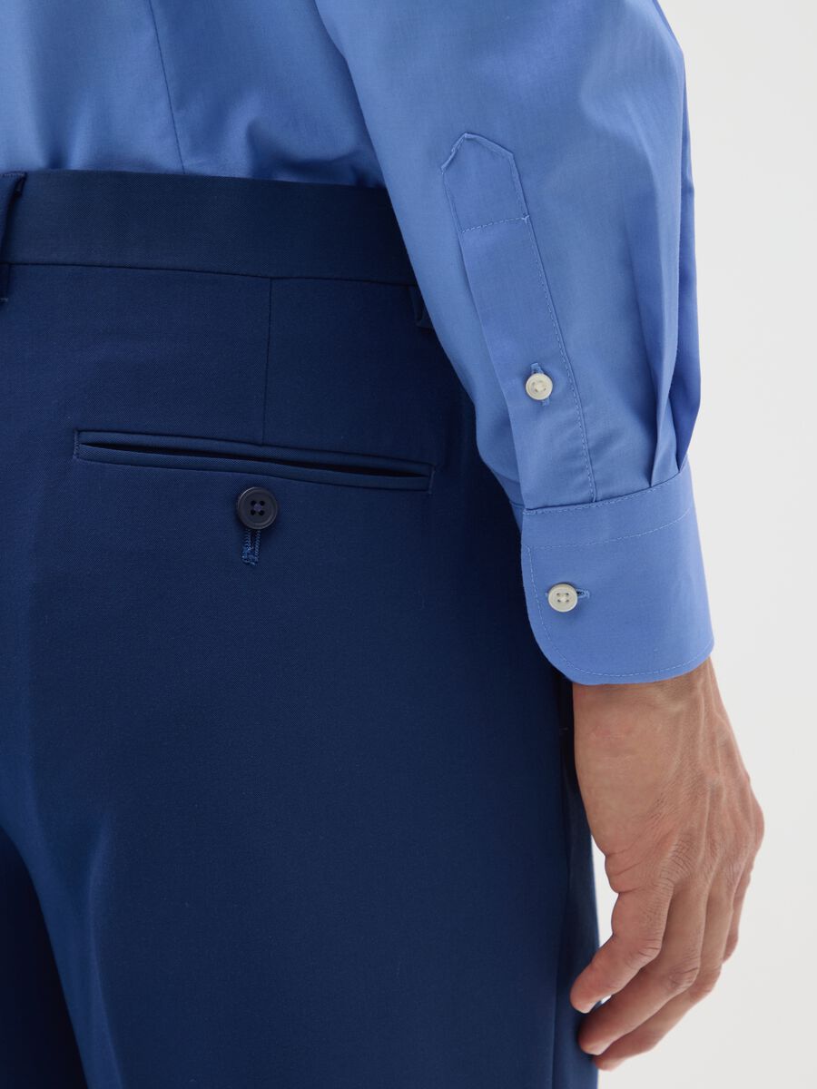 Slim Blue Cotton Blend Shirt_3